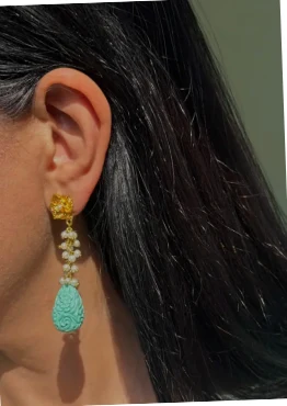 Legacy by Bisma turquoise carved drop earring